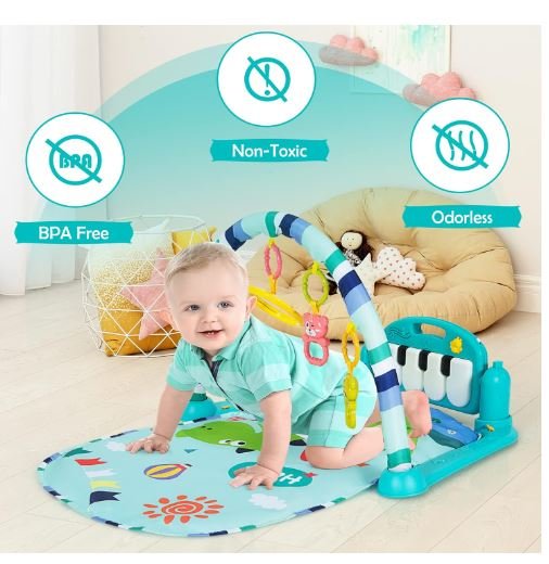 Musical Activity Mat for Baby Swivel Piano, Music and Light, 4 Toys
