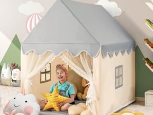 Children's Playhouse Play Tent Cotton Princess Style Hut Beige