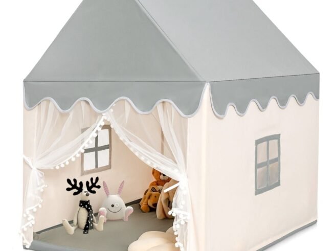 Children's Playhouse Play Tent Cotton Princess Style Hut Beige