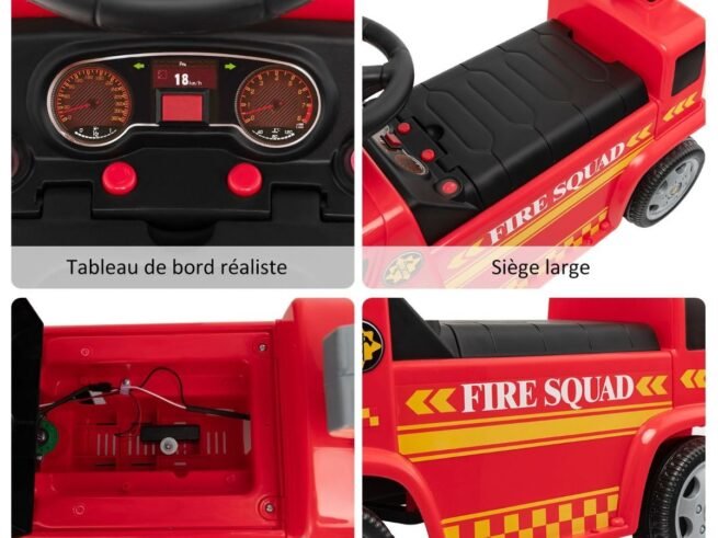 Ride On Fire Truck for Children 18-36 Months Luminous Bubble Machine Sound Siren Music