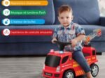 Ride On Fire Truck for Children 18-36 Months Luminous Bubble Machine Sound Siren Music