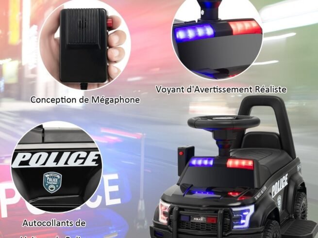 Electric Police Car Toy Megaphone Lights and Sound for 18-60 Months