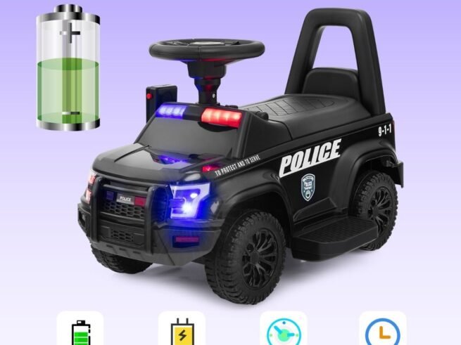 Electric Police Car Toy Megaphone Lights and Sound for 18-60 Months