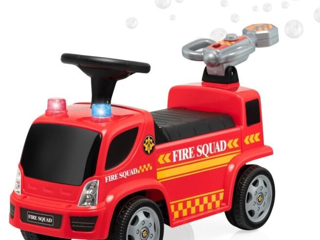 Ride On Fire Truck Car for Children 18-36 Months Music Headlights Siren Horn