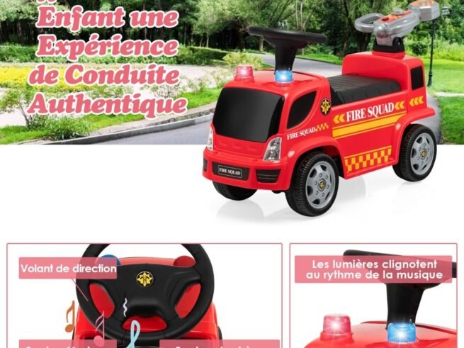 Ride On Fire Truck Car for Children 18-36 Months Music Headlights Siren Horn