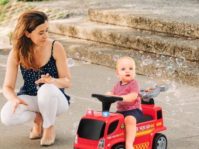 Ride On Fire Truck Car for Children 18-36 Months Music Headlights Siren Horn