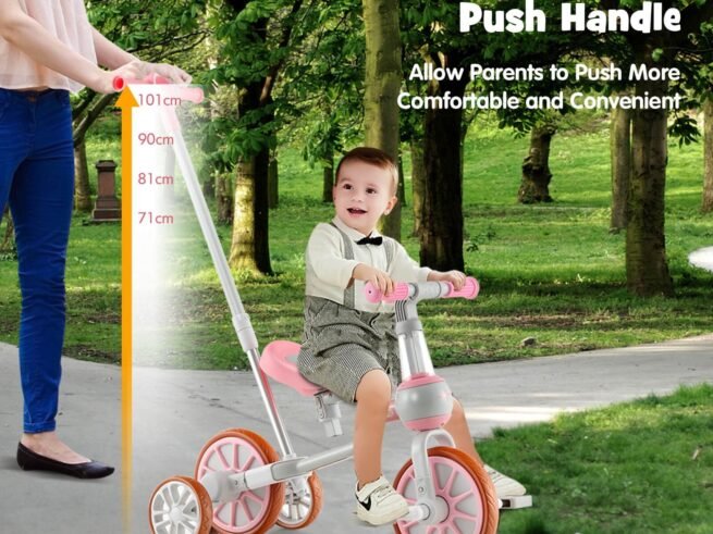 4-in-1 Multifunctional Kids Training Balance Trike Tricycle Adjustable Push Handle