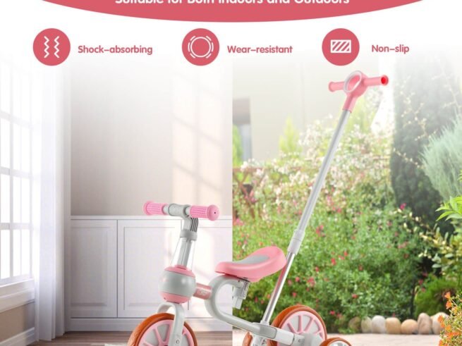 4-in-1 Multifunctional Kids Training Balance Trike Tricycle Adjustable Push Handle